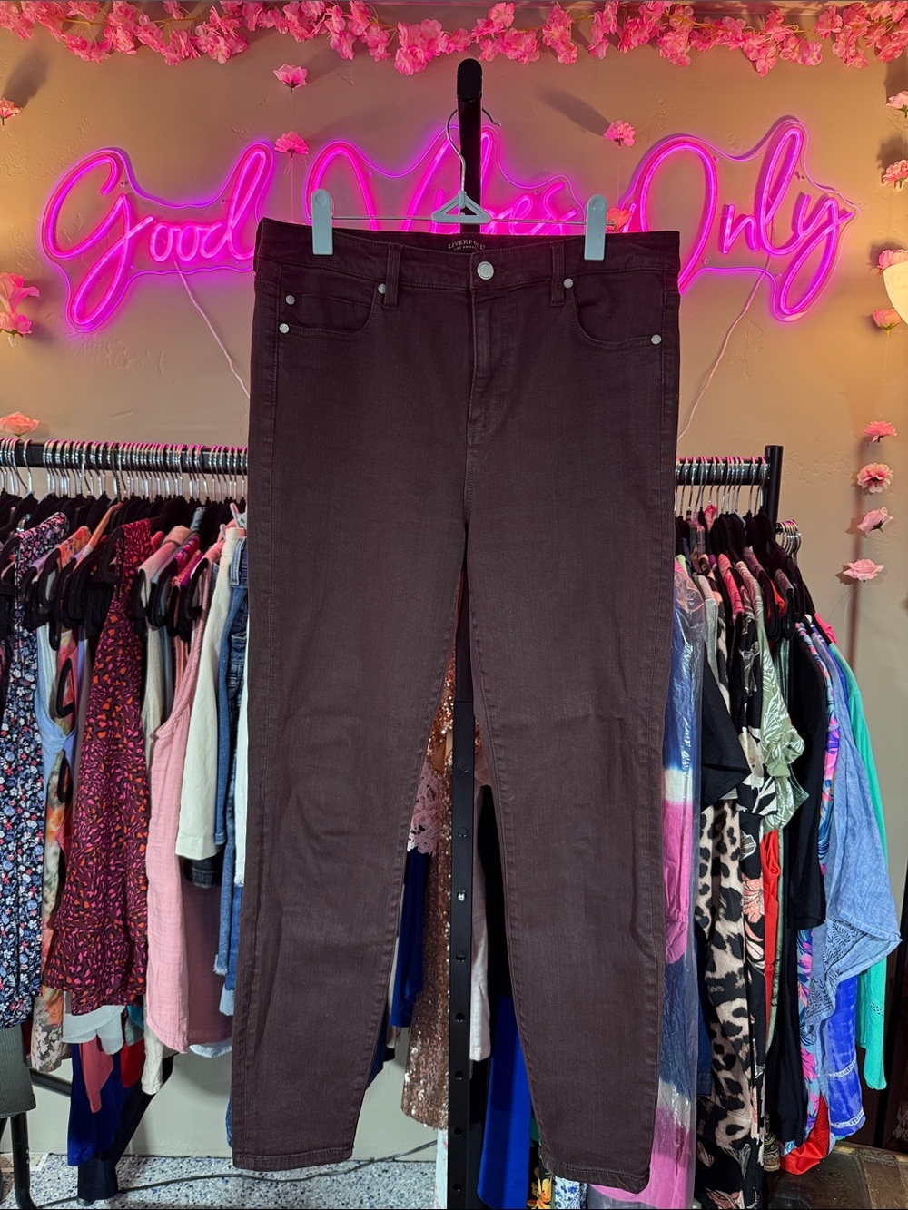 Liverpool High-rise Ankle Jean in Deep Chocolate Brown